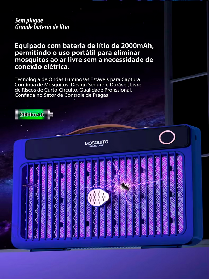 Armadilha Elétrica para Mosquitos 2000mAh
