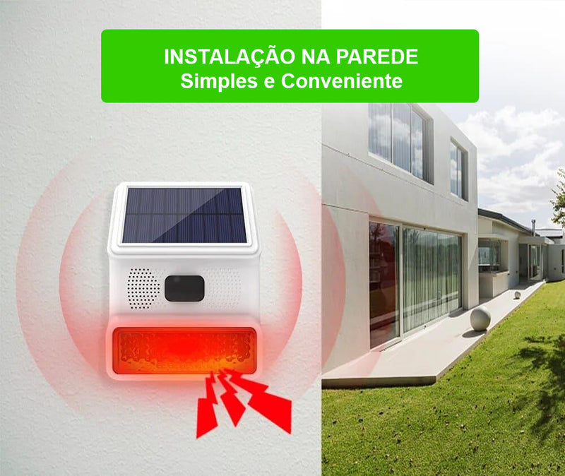 Sistema de Alarme Solar Wifi Segurança Doméstica Luz e Sirene