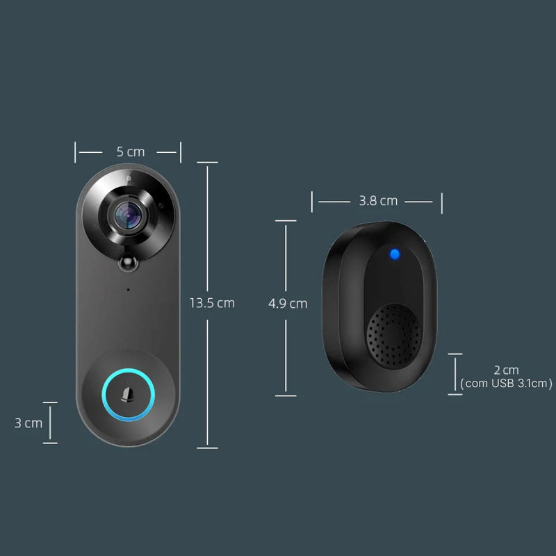 Campainha Inteligente Wi-Fi com Visão Noturna e Intercomunicador