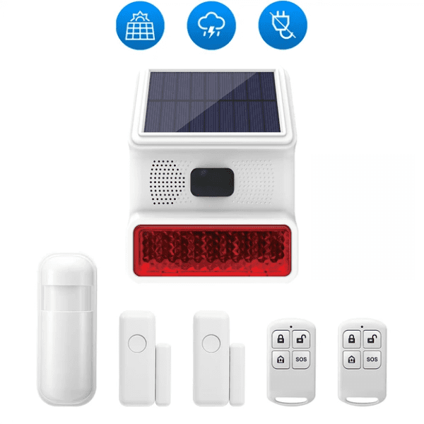 Sistema de Alarme Solar Wifi Segurança Doméstica Luz e Sirene